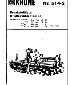 Krone RES85 Milling Machine Parts manual catalog PDF Download