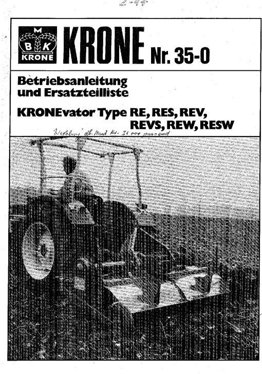 Krone RE_RES_REV_REVS_REW_RESW Milling Machine Parts manual catalog PDF Download