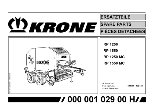 Krone Round_Pack_1250_1550 Round Baler Parts manual catalog PDF Download