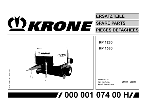 Krone Round_Pack_1260_1560 Round Baler Parts manual catalog PDF Download