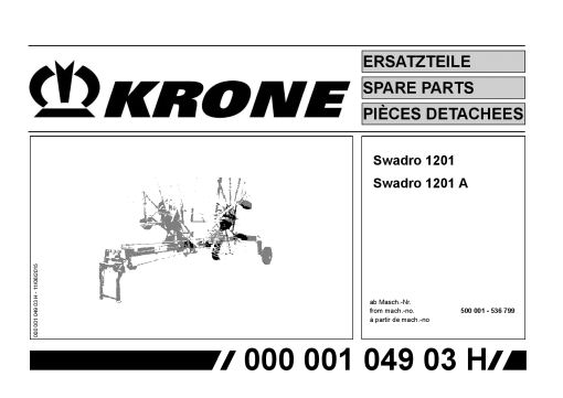 Krone Swadro_1201_A Rotary Rake Parts manual catalog PDF Download