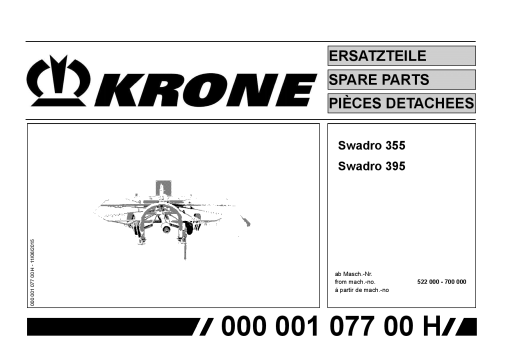 Krone Swadro_355_395 Rotary Rake Parts manual catalog PDF Download