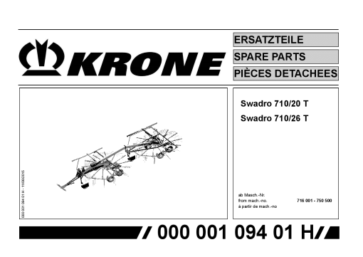 Krone Swadro_710-20_710-26T Rotary Rake Parts manual catalog PDF Download