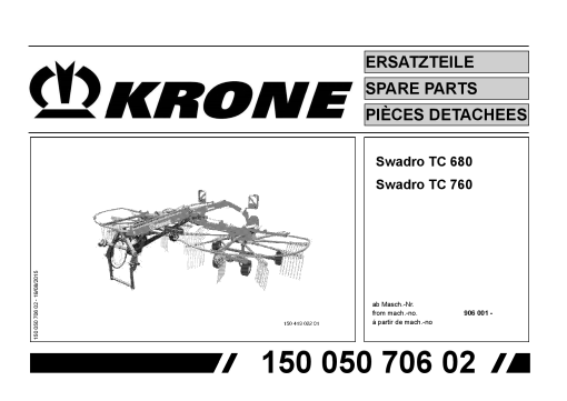 Krone Swadro_TC_680_760 Rotary Rake Parts manual catalog PDF Download