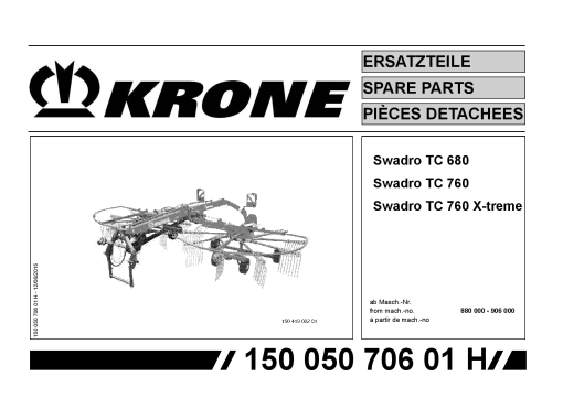 Krone Swadro_TC_680_760_X-treme Rotary Rake Parts manual catalog PDF Download