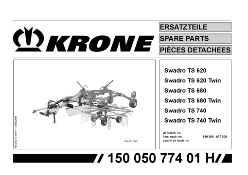 Krone Swadro_TS_620_680_740 Rotary Rake Parts manual catalog PDF Download