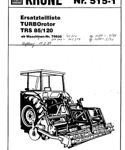 Krone TRS85_120 Rotary Harrows Parts manual catalog PDF Download
