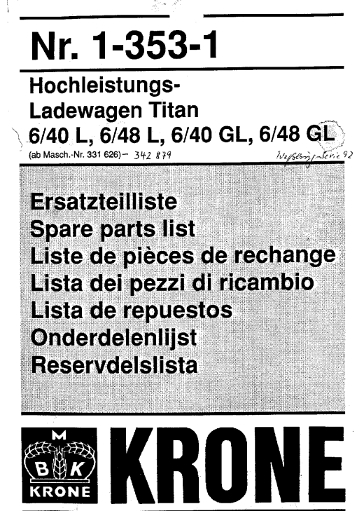 Krone Titan_6-40_6-48_L_GL Forage Wagon Parts manual catalog PDF Download