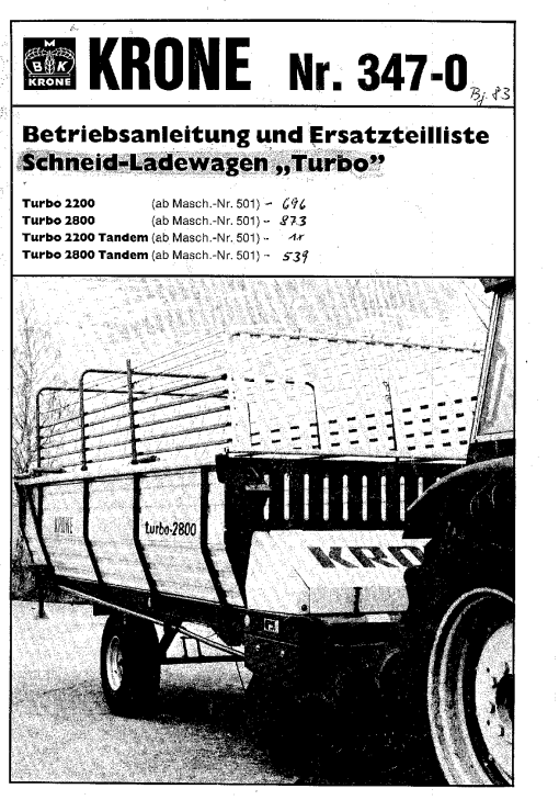 Krone Turbo_2200_2800 Forage Wagon Parts manual catalog PDF Download