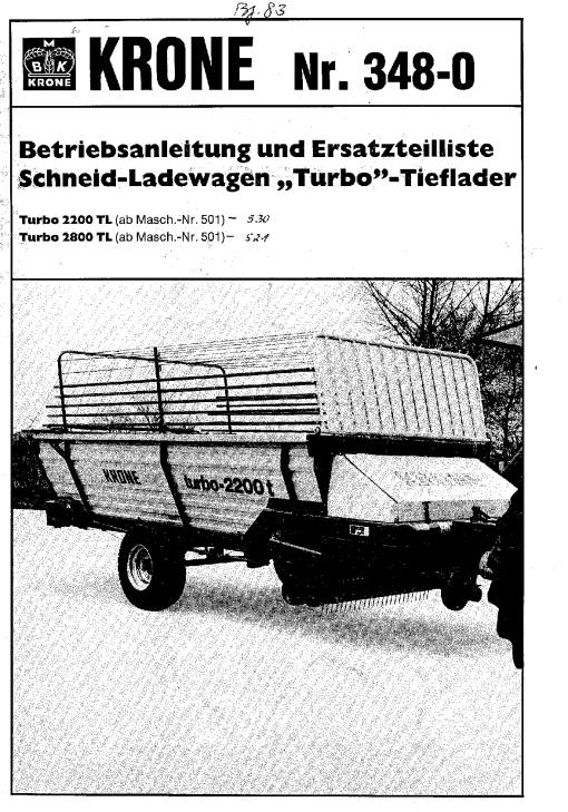 Krone Turbo_2200_2800_TL Forage Wagon Parts manual catalog PDF Download
