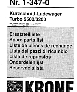 Krone Turbo_2500_3200 Forage Wagon Parts manual catalog PDF Download