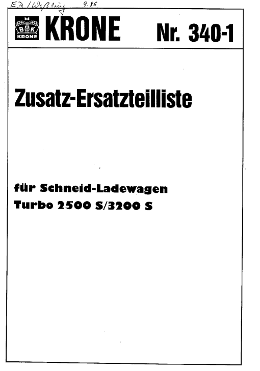 Krone Turbo_2500_3200_S Forage Wagon Parts manual catalog PDF Download