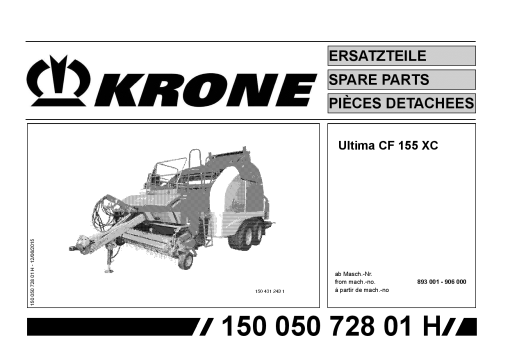 Krone Ultima_CF155_XC Round Baler Parts manual catalog PDF Download