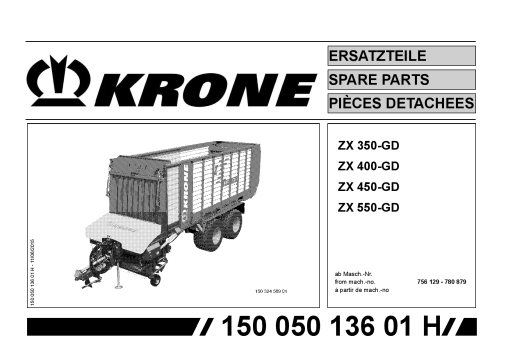 Krone ZX_350_400_450_550_GD Forage Wagon Parts manual catalog PDF Download