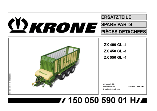 Krone ZX_400_450_550_GL Forage Wagon Parts manual catalog PDF Download