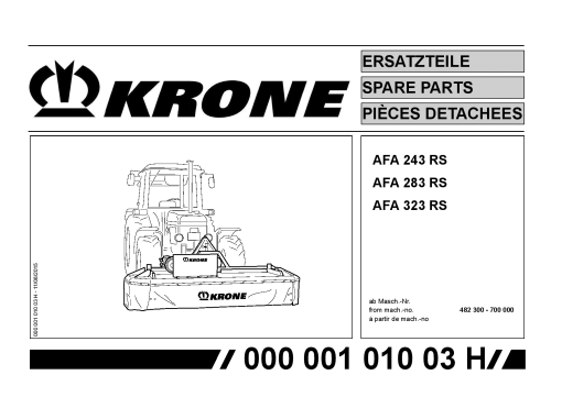 KroneAA_243_283_323 Disc Mower Parts manual catalog PDF Download