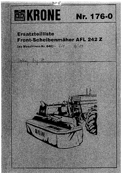 KroneAL_242_Z_1989 Disc Mower Parts manual catalog PDF Download
