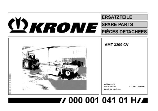 KroneAT_3200 Disc Mower Parts manual catalog PDF Download