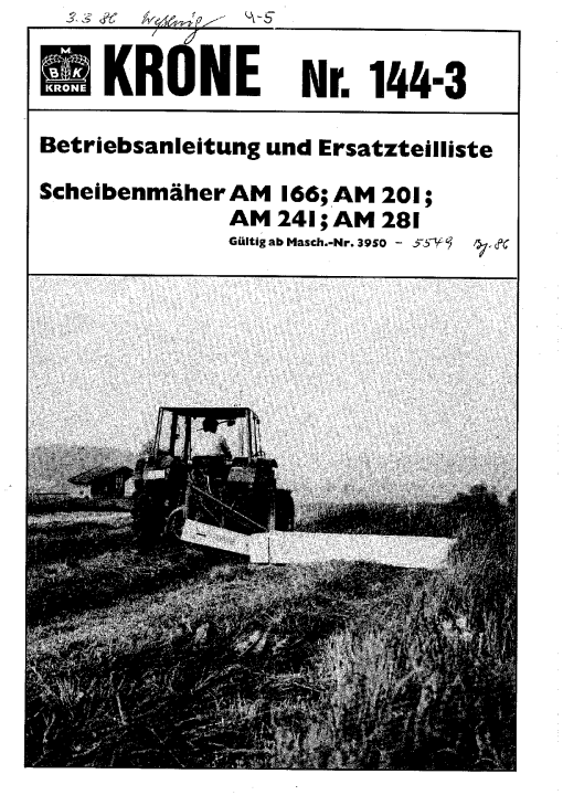 KroneA_166_201_241_281_1986 Disc Mower Parts manual catalog PDF Download