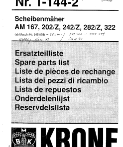 KroneA_167_202_242_282_322_Z_1993 Disc Mower Parts manual catalog PDF Download