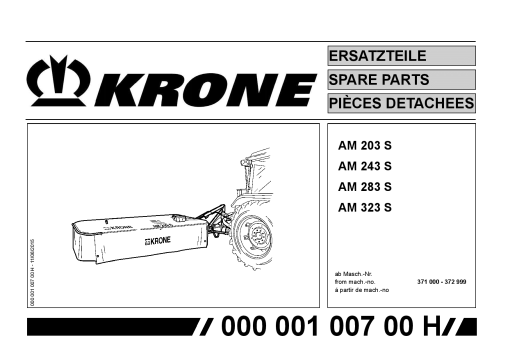 KroneA_203_243_283_323_S Disc Mower Parts manual catalog PDF Download