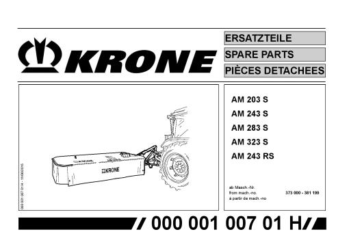 KroneA_203_243_283_323_S_RS Disc Mower Parts manual catalog PDF Download