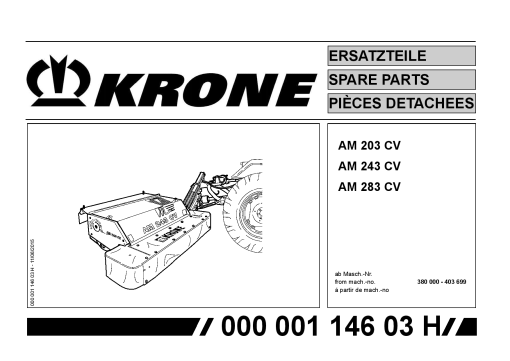 KroneA_203_243_283_CV_2 Disc Mower Parts manual catalog PDF Download