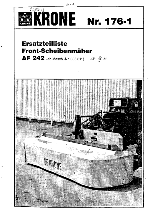 KroneA_242_1990 Disc Mower Parts manual catalog PDF Download