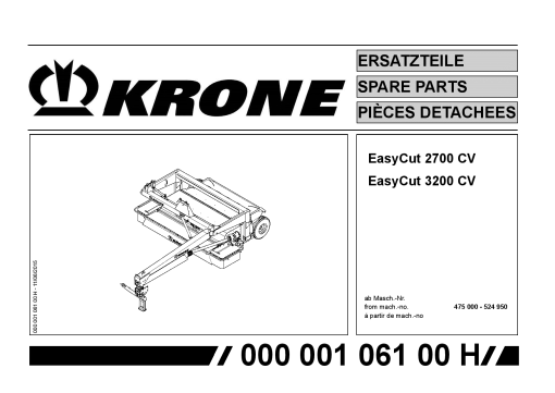KroneEyC_2700_3200_CV Disc Mower Parts manual catalog PDF Download