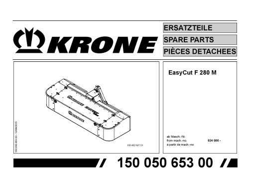 KroneEyC_280_ Disc Mower Parts manual catalog PDF Download
