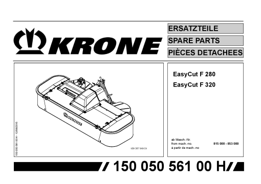 KroneEyC_280_320 Disc Mower Parts manual catalog PDF Download