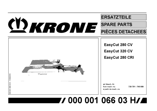 KroneEyC_280_320_CV_CRI Disc Mower Parts manual catalog PDF Download