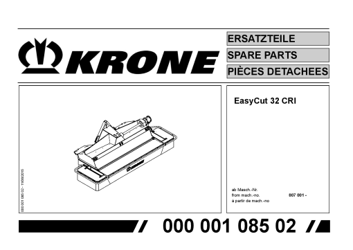 KroneEyC_32_CRI Disc Mower Parts manual catalog PDF Download