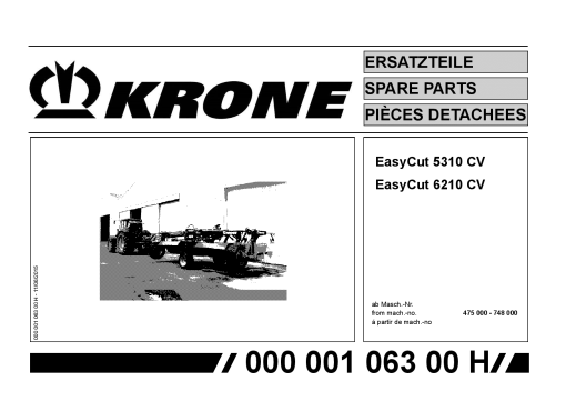 KroneEyC_5310_6210_CV Disc Mower Parts manual catalog PDF Download