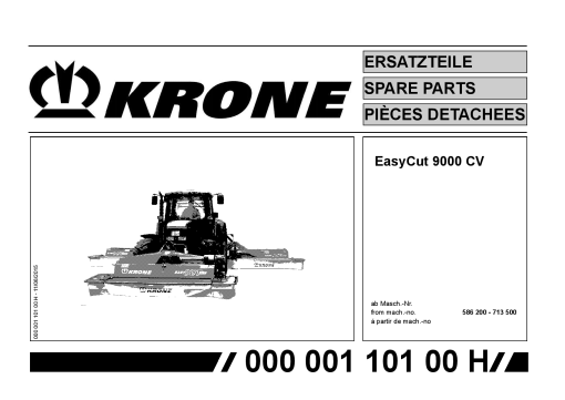 KroneEyC_9000_CV Disc Mower Parts manual catalog PDF Download