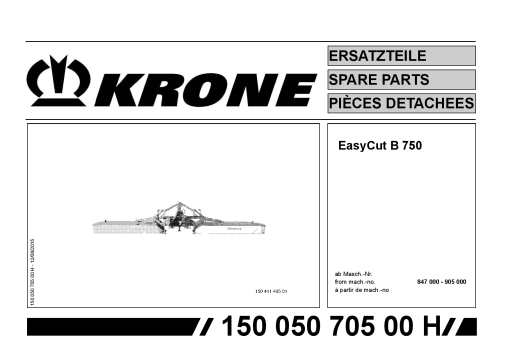 KroneEyC_B750 Disc Mower Parts manual catalog PDF Download