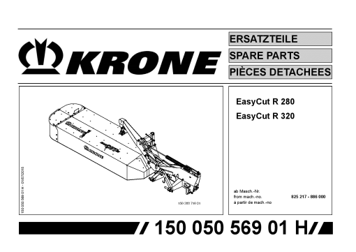 KroneEyC_R280_R320_2 Disc Mower Parts manual catalog PDF Download