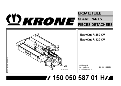 KroneEyC_R280_R320_CV Disc Mower Parts manual catalog PDF Download
