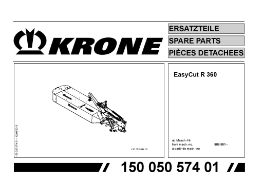 KroneEyC_R360 Disc Mower Parts manual catalog PDF Download