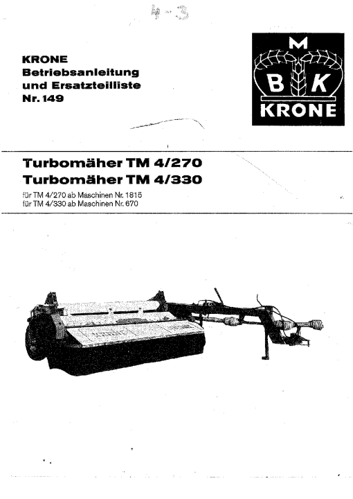 KroneT4-270_4-330 Disc Mower Parts manual catalog PDF Download
