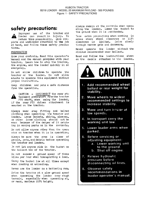 Kubota B219 Loaders_and_buckets Parts manual catalog PDF Download