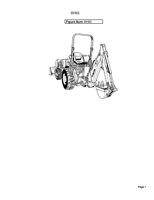 Kubota BH65 Backhoes Parts manual catalog PDF Download