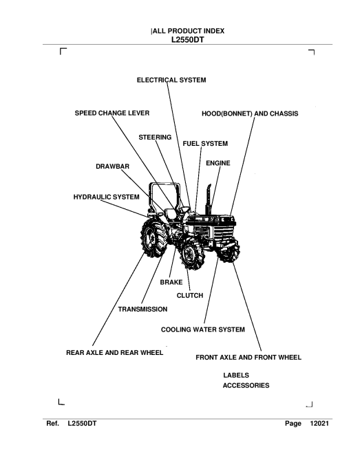 Kubota L2550DT Tractor Parts manual catalog PDF Download