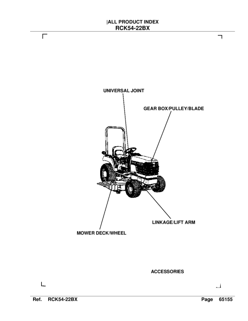 Kubota RCK54-22BX Mowers Parts manual catalog PDF Download