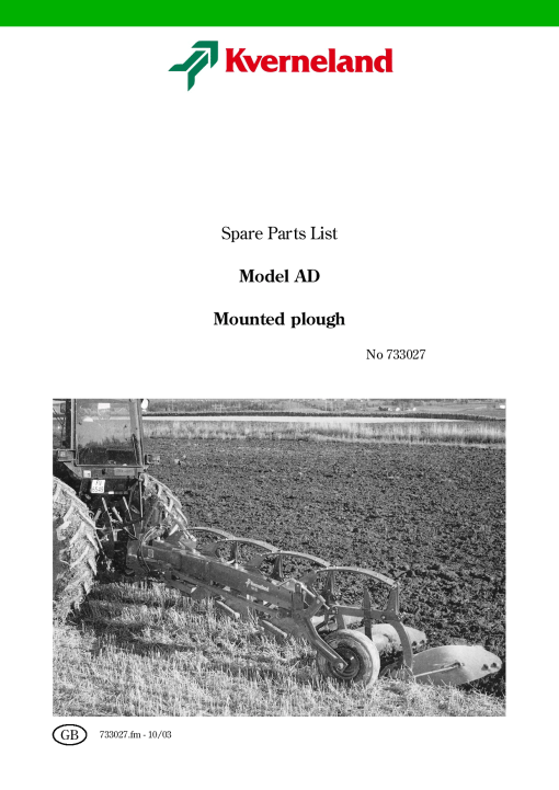 Kverneland AD Parts manual catalog PDF Download