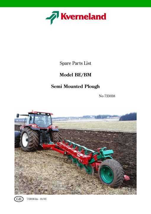 Kverneland BE_BM Parts manual catalog PDF Download