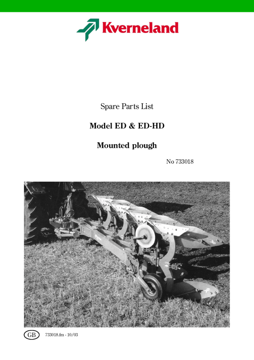 Kverneland ED_ED-HD Parts manual catalog PDF Download
