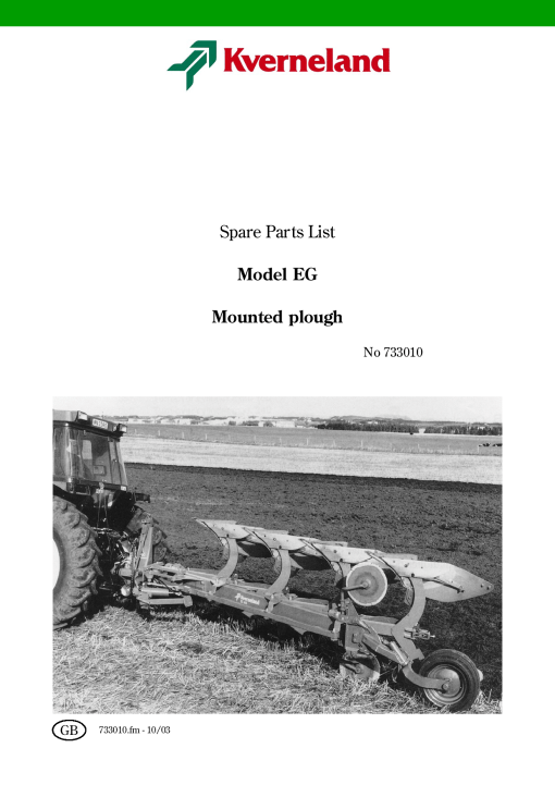 Kverneland EG Parts manual catalog PDF Download