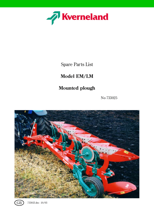 Kverneland EM_LM_2 Parts manual catalog PDF Download