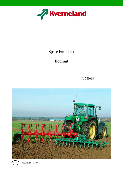 Kverneland Ecomat Parts manual catalog PDF Download